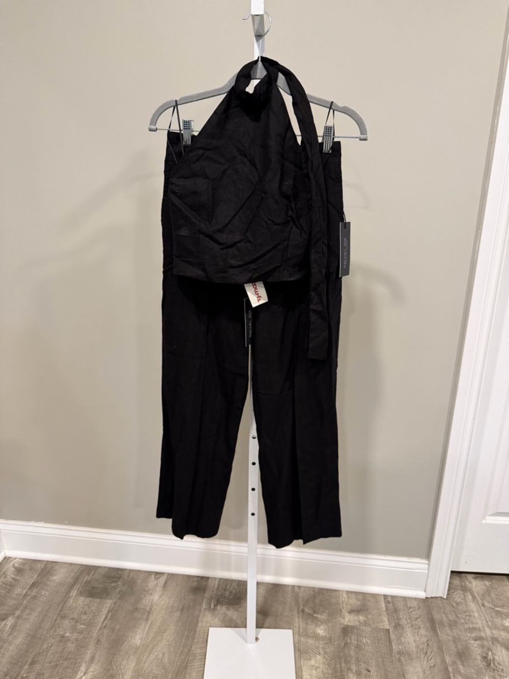 Rachel Zoe Black Wide-Leg Jumpsuit with Halter Tie